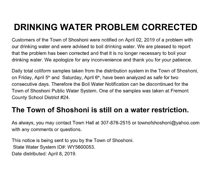 Boil Water Notice Lifted Flyer
